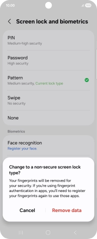 Press Remove data.