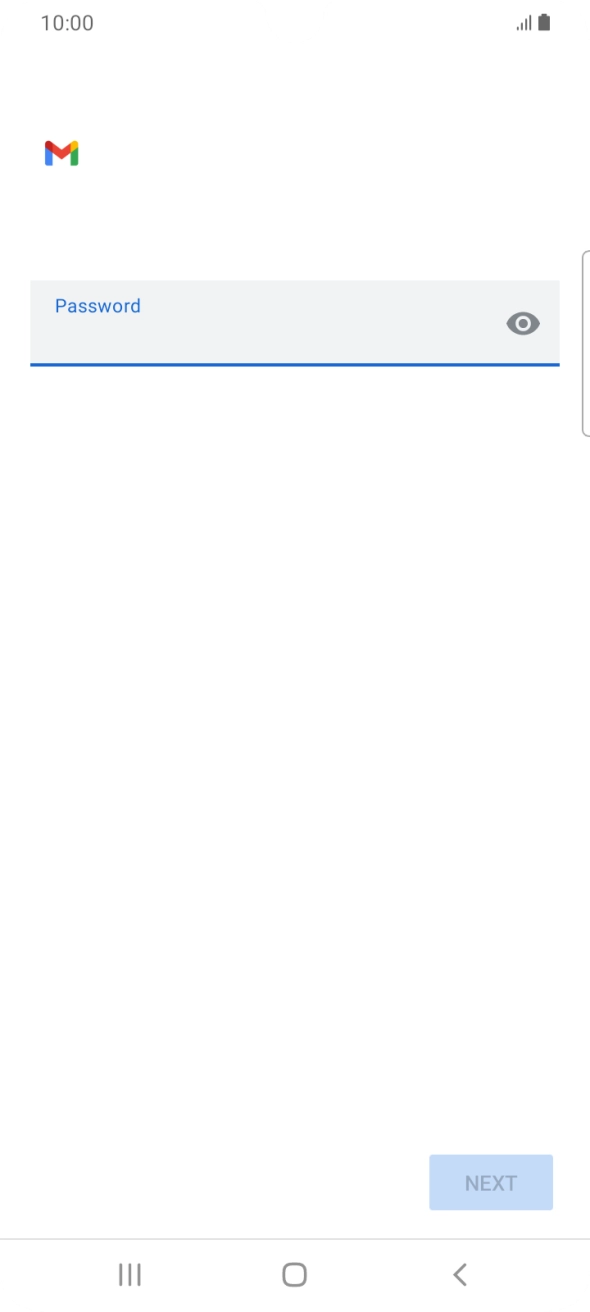 Press the field below 'Password' and key in the password for your email account.