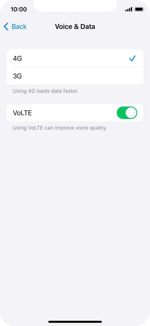 Press the required network mode.