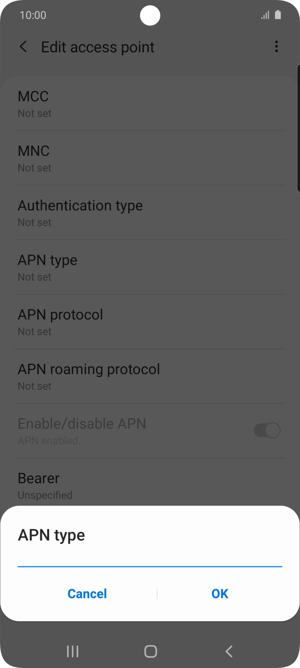 Key in default and press OK.