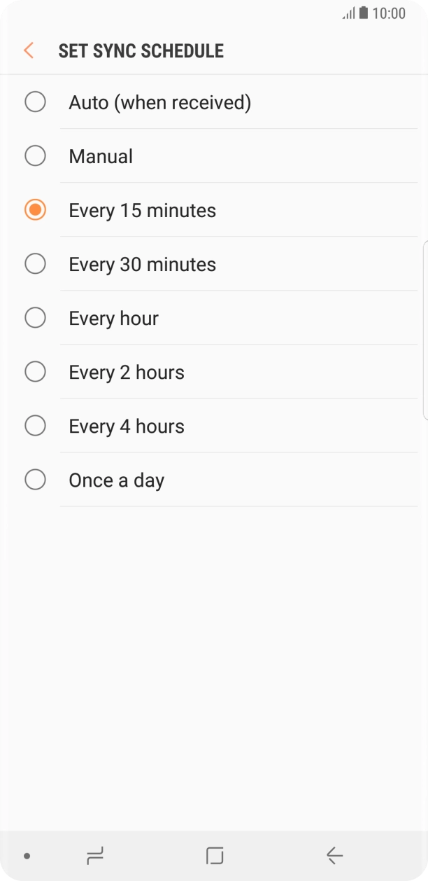Press the required setting. Press the required setting.