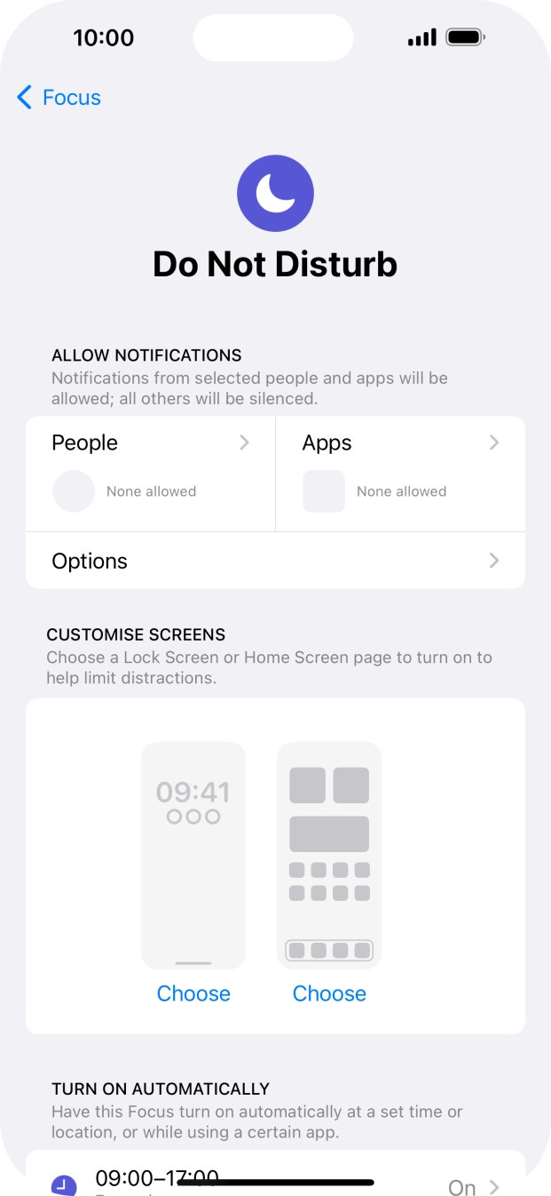 Press People and follow the instructions on the screen to select which contacts you would like to receive calls and notifications from when Do Not Disturb is turned on.