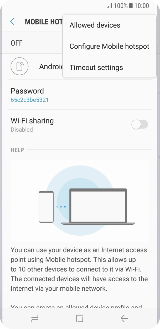 Press Configure Mobile hotspot. Press Configure Mobile hotspot.
