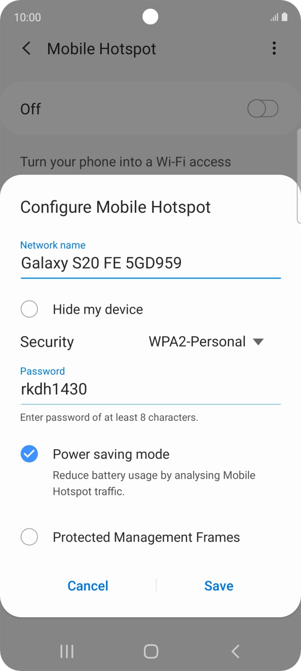Press the field below 'Network name' and key in the required name. Press the field below 'Network name' and key in the required name.