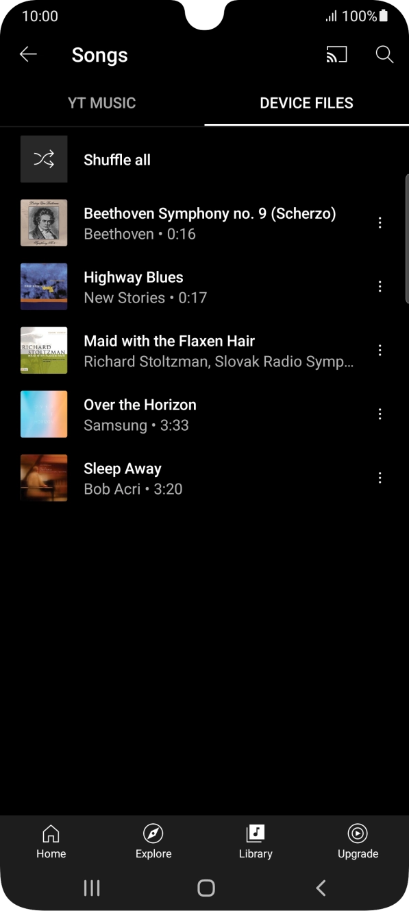 Press the required audio file.