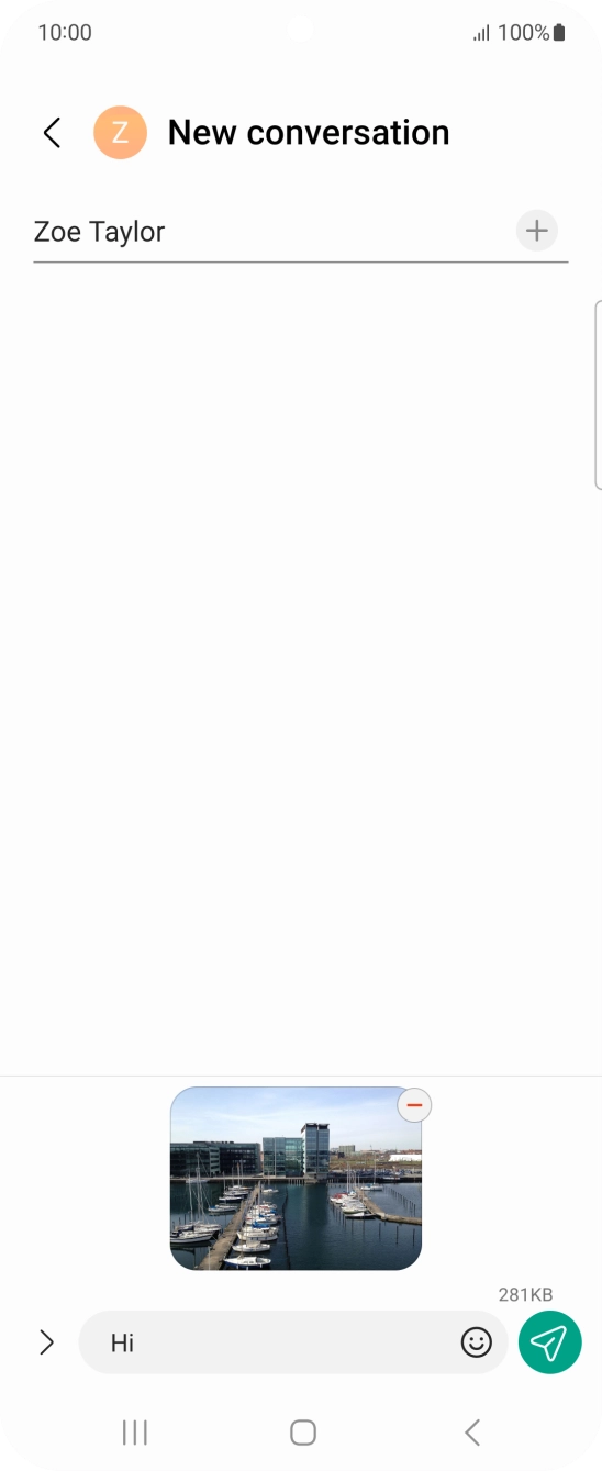 Press the send icon when you've finished your picture message. Press the send icon when you've finished your picture message.