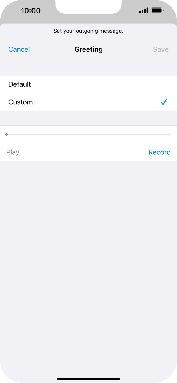 Press Record to start recording a personal greeting.