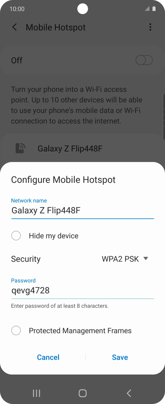 Press the field below 'Network name' and key in the required name. Press the field below 'Network name' and key in the required name.