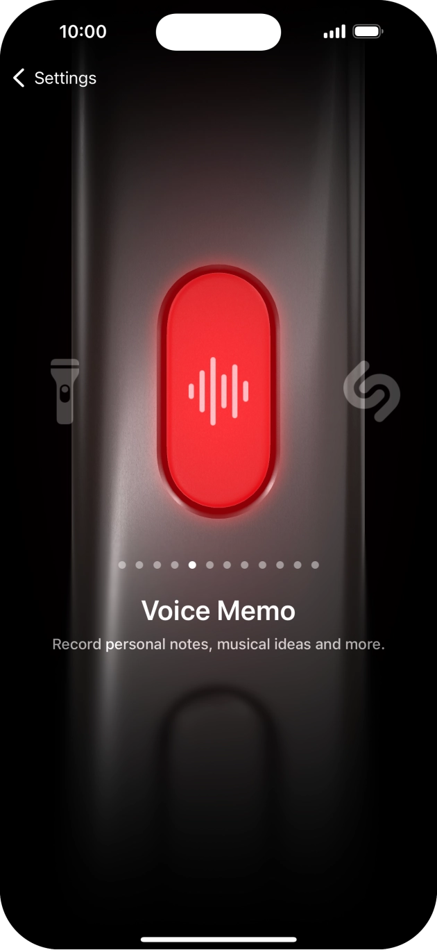 Slide your finger right or left on the screen to select the required function.