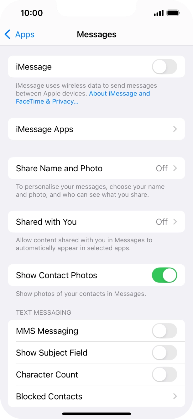 Press the indicator next to 'MMS Messaging' to turn on the function. Press the indicator next to 'MMS Messaging' to turn on the function.