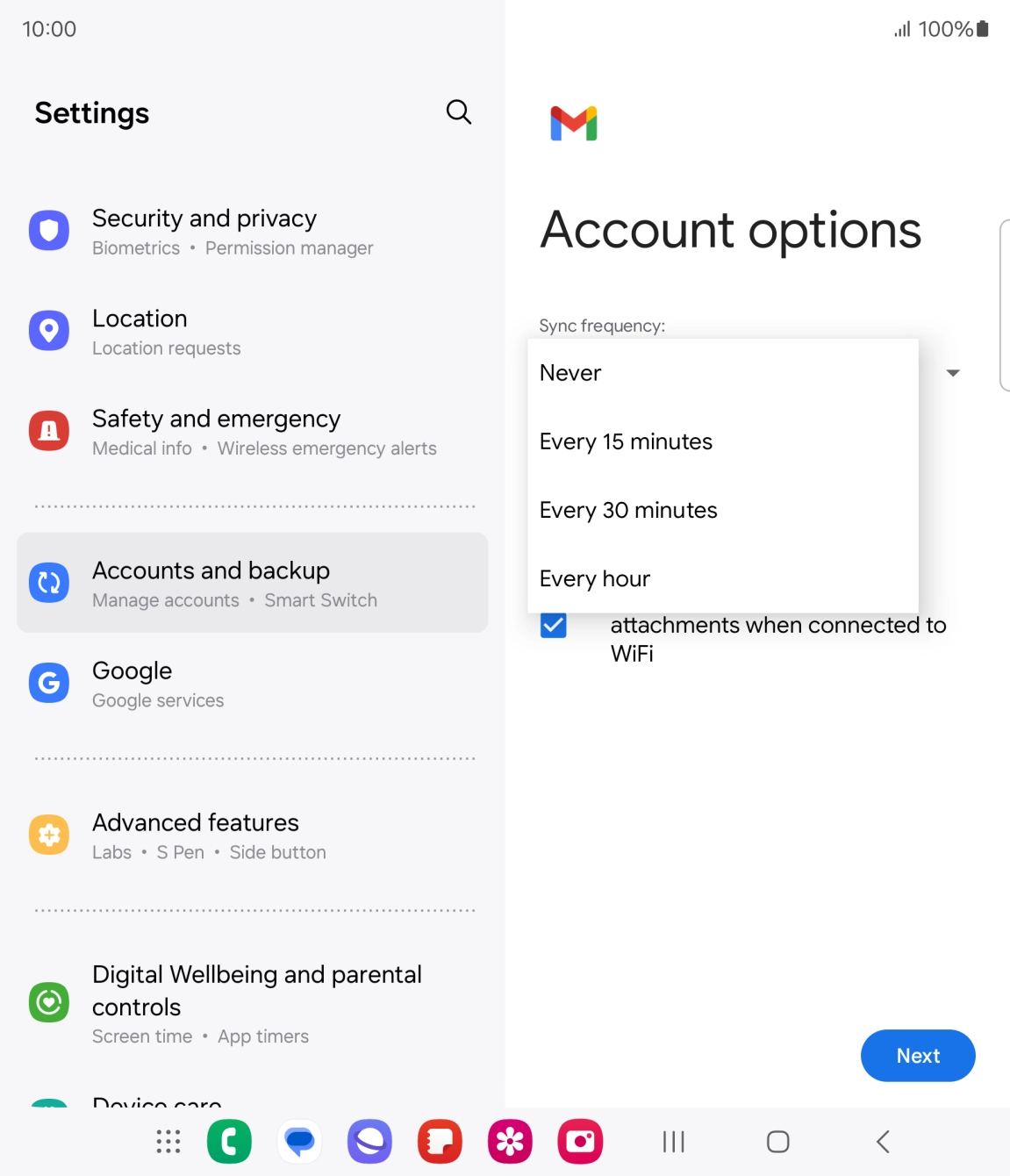 Press the required setting. Press the required setting.