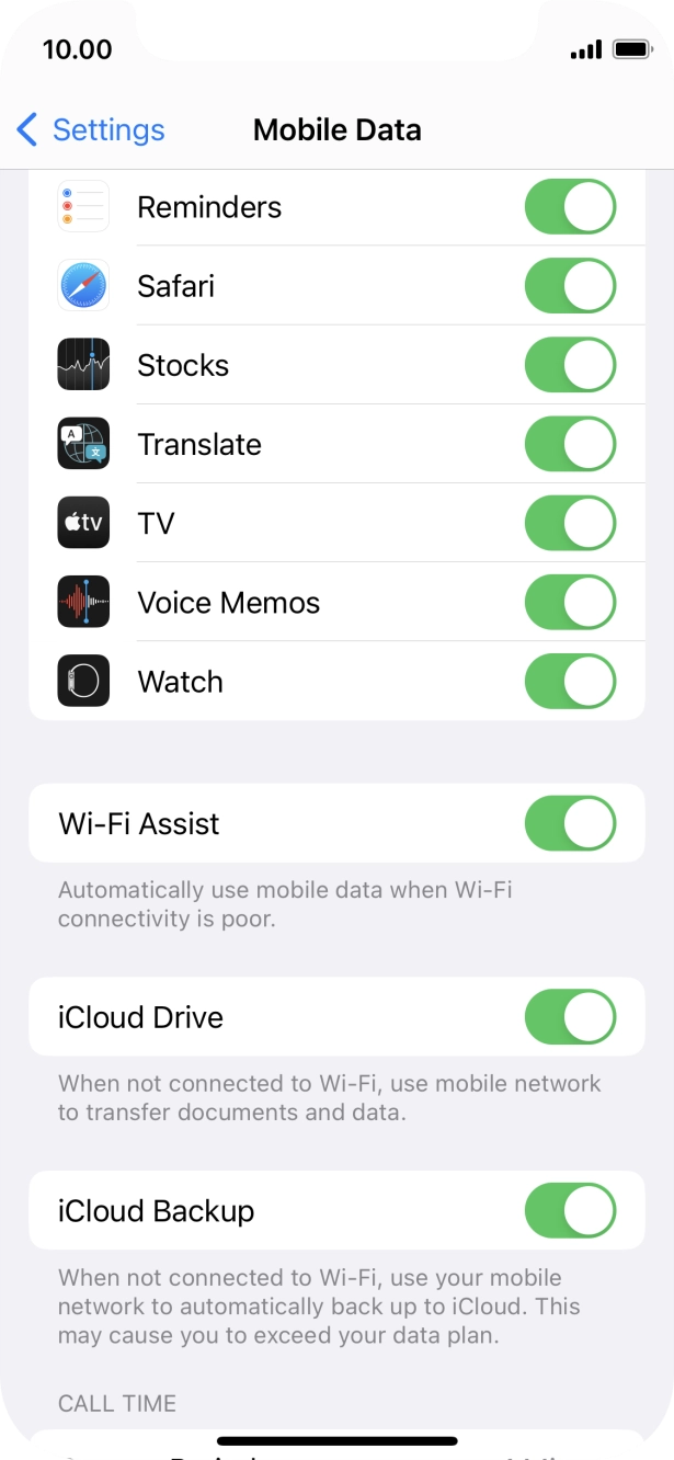 Press the indicator next to 'Wi-Fi Assist' to turn the function on or off.