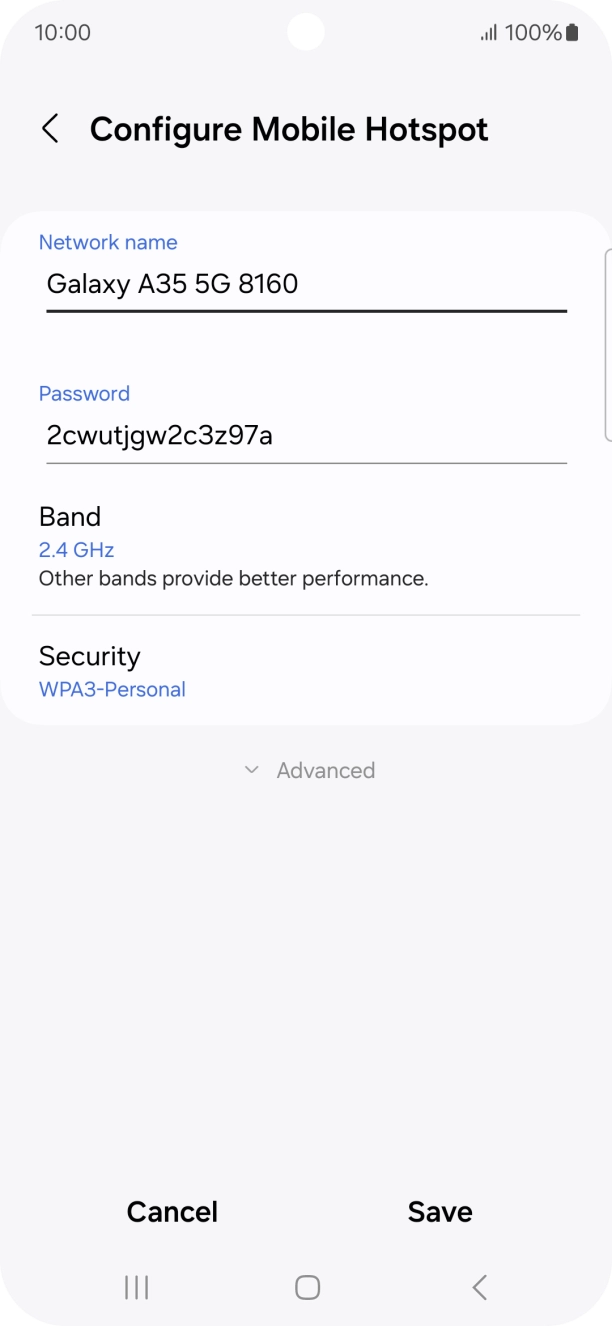 Press the field below 'Password' and key in the required password.