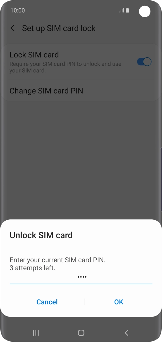 Key in your SIM PIN and press OK. The default SIM PIN is 0000.