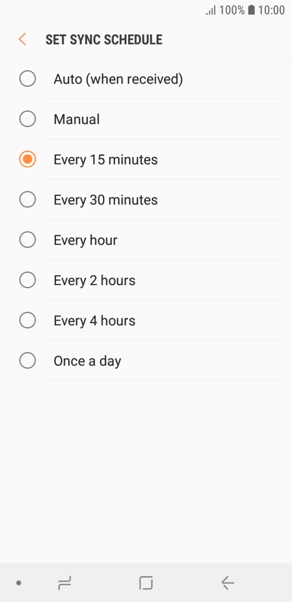 Press the required setting. Press the required setting.