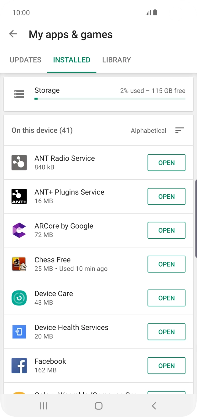 Press the required app.