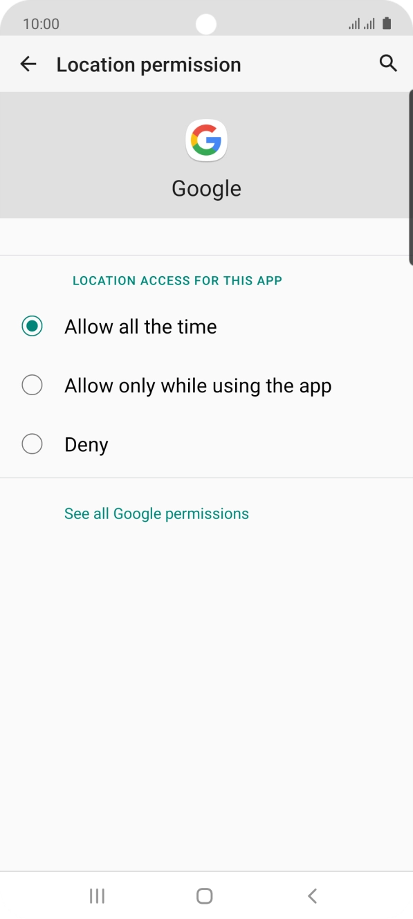 Press the required setting.