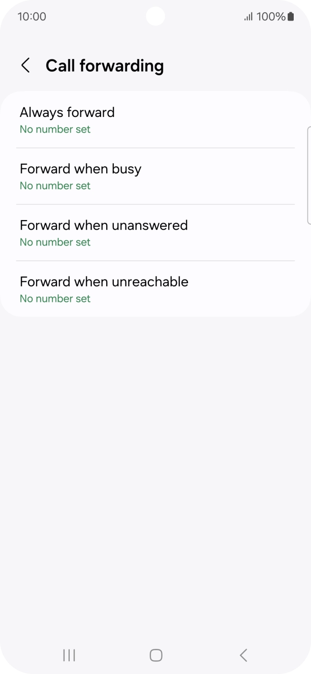 Press the required divert type. Press the required divert type.