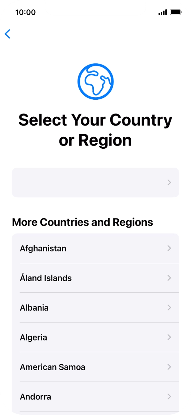 Press the required country or area.