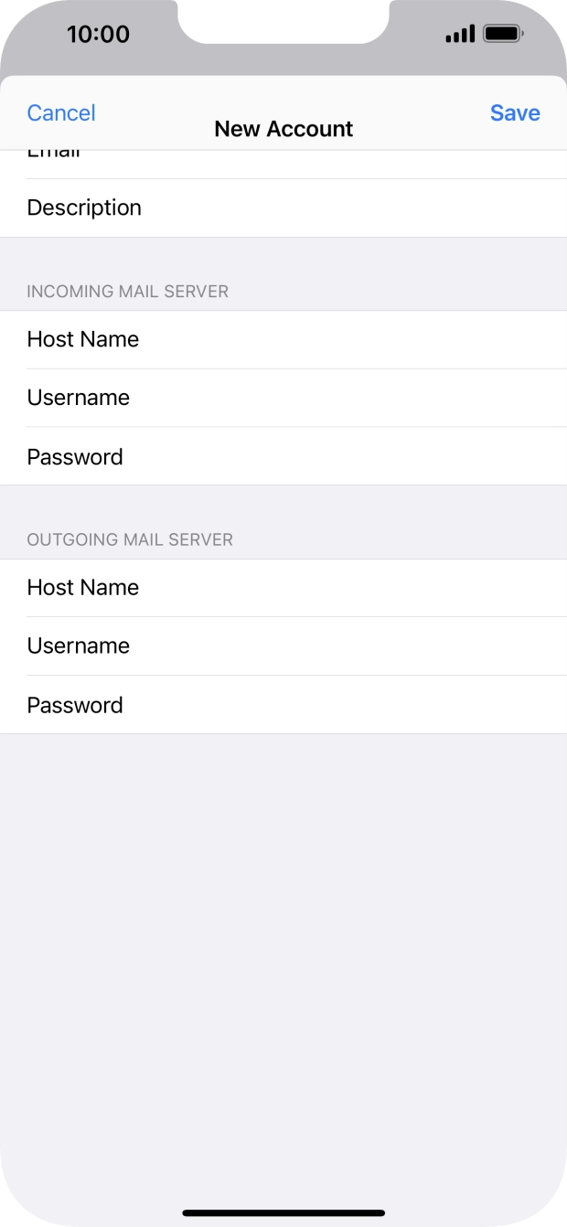 Press Save. Your email account has now been set up. To select more settings for incoming and outgoing server, proceed with the following steps. Press Save. Your email account has now been set up. To select more settings for incoming and outgoing server, proceed with the following steps.