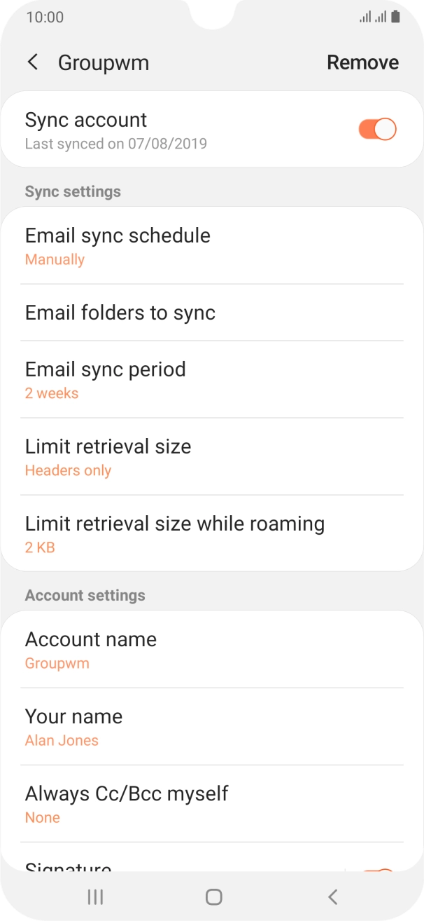 Press the indicator next to 'Sync account' to turn on the function.