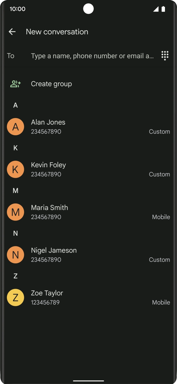 Press To and key in the first letters of the recipient's name. Press To and key in the first letters of the recipient's name.