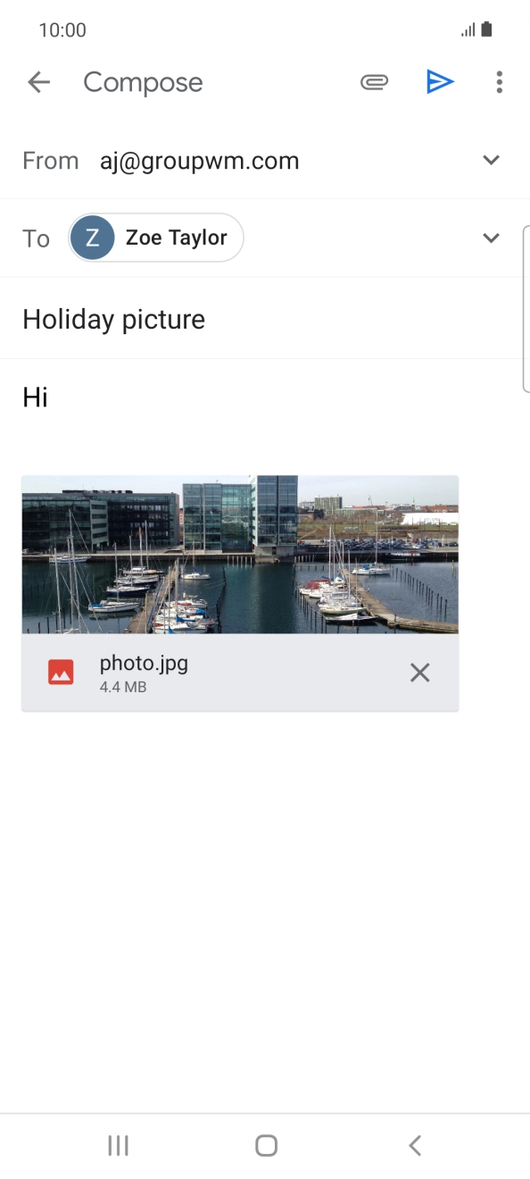 Press the send icon when you've finished your email.