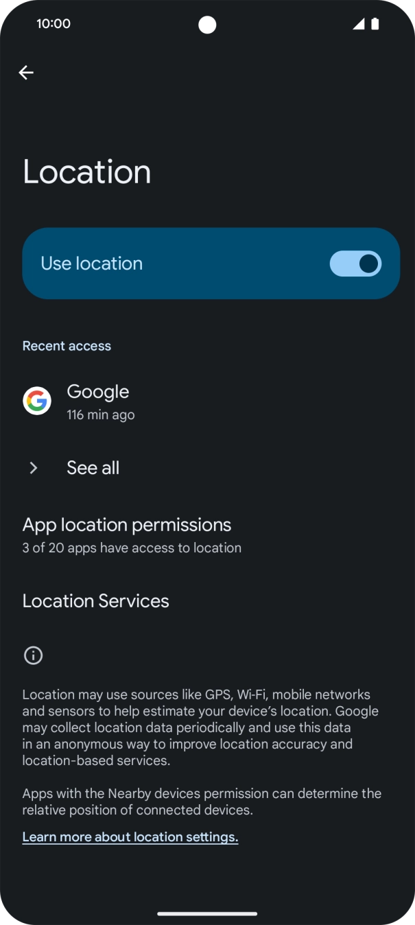 Press App location permissions. Press App location permissions.