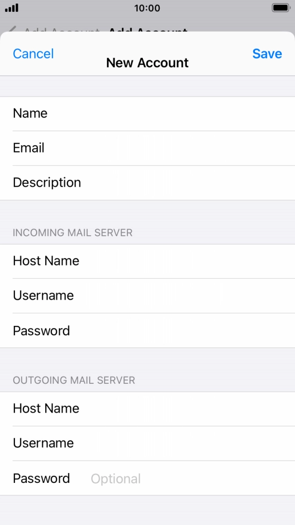Press Password and key in the password for your email account. Press Password and key in the password for your email account.