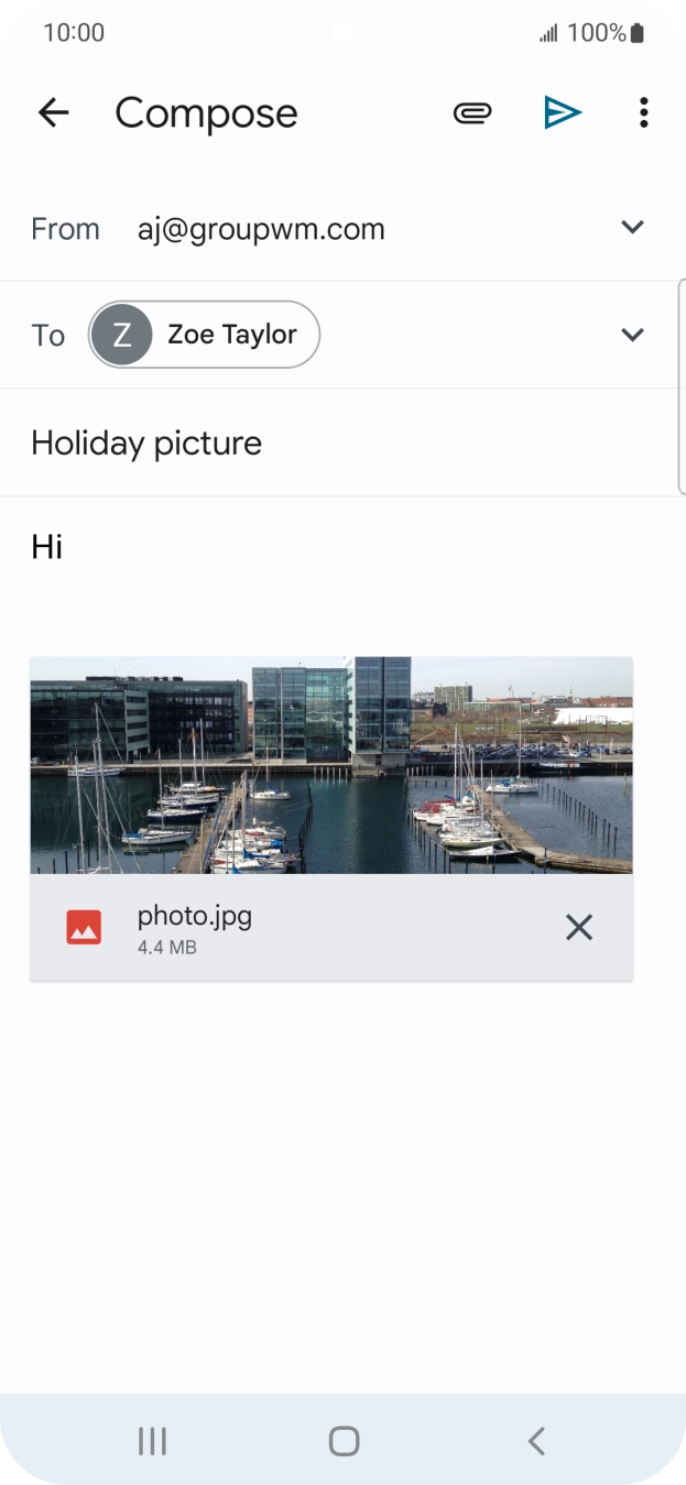 Press the send icon when you've finished your email.