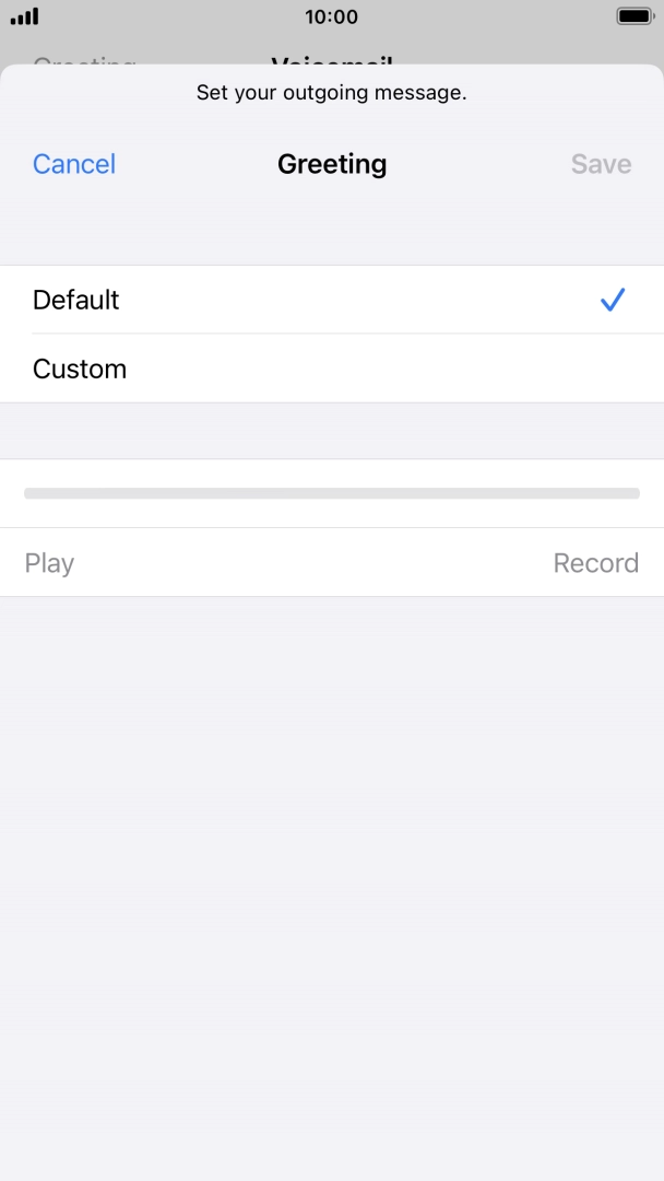Press Default to select the default greeting. Press Default to select the default greeting.
