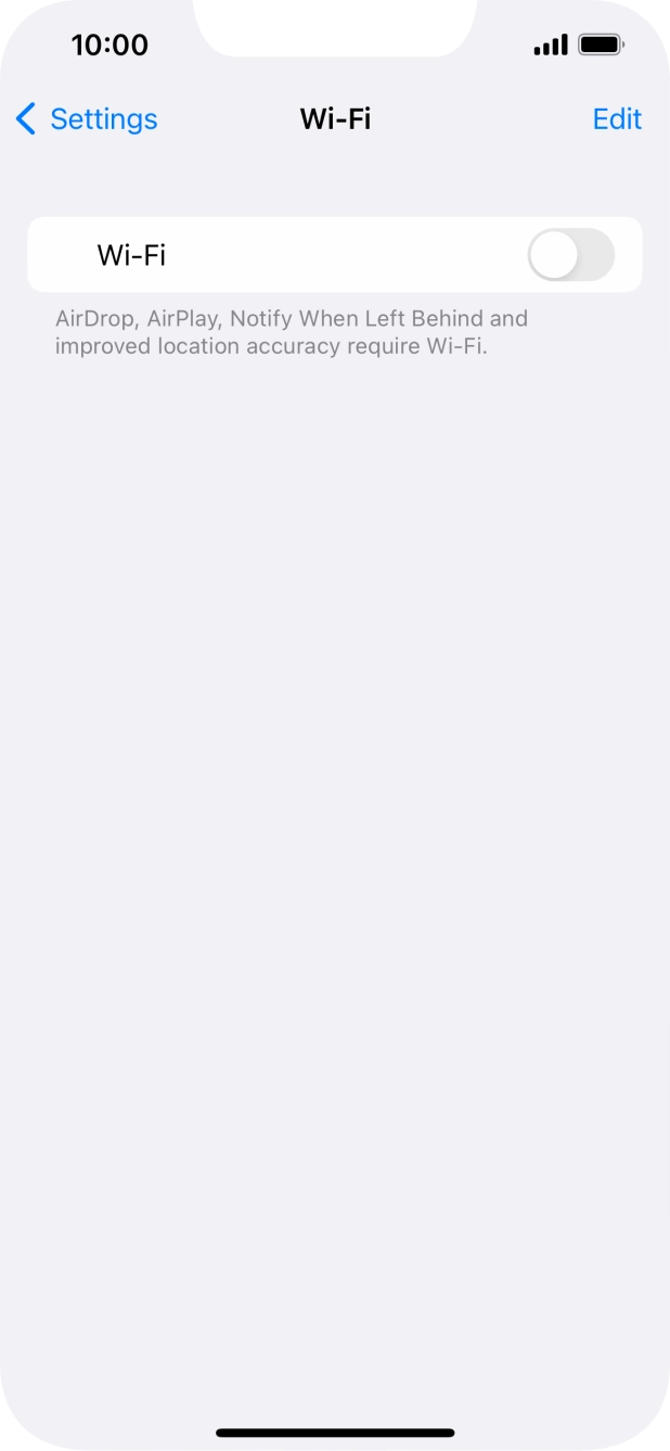Press the indicator next to 'Wi-Fi' to turn on the function.