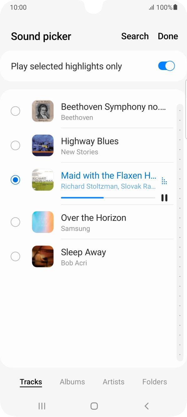 Once you've found a ring tone you like, press Done.