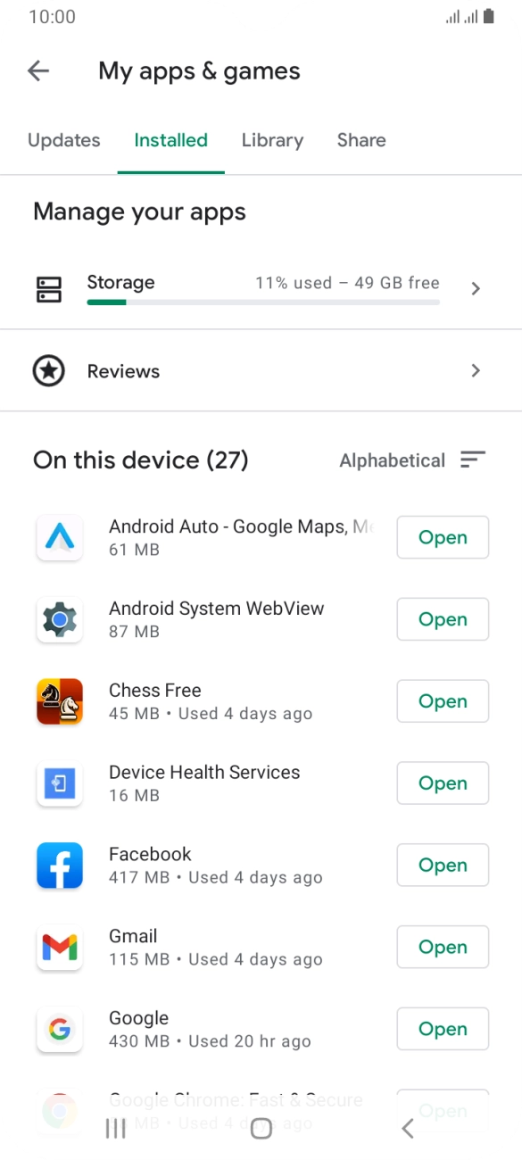 Press the required app.