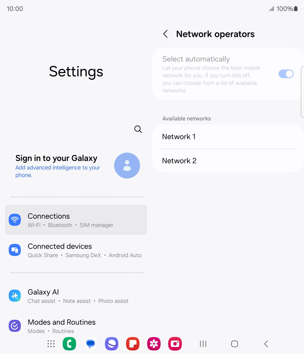 Press the required network.