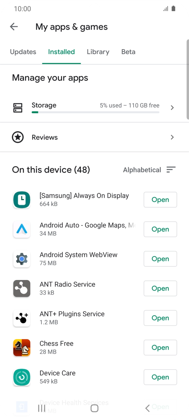 Press the required app.