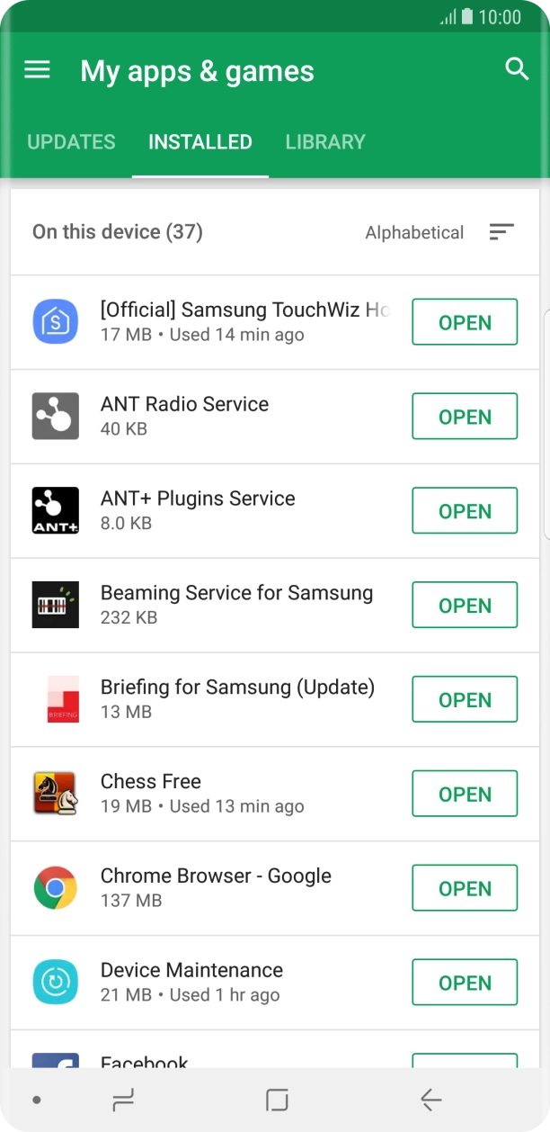 Press the required app.