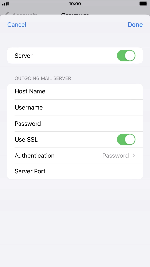 Press the indicator next to 'Use SSL' to turn off the function. Press the indicator next to 'Use SSL' to turn off the function.