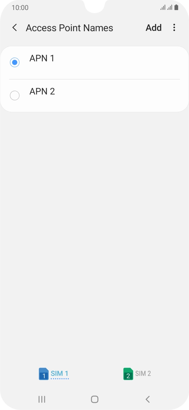 Press the field next to the data connection to activate it.
