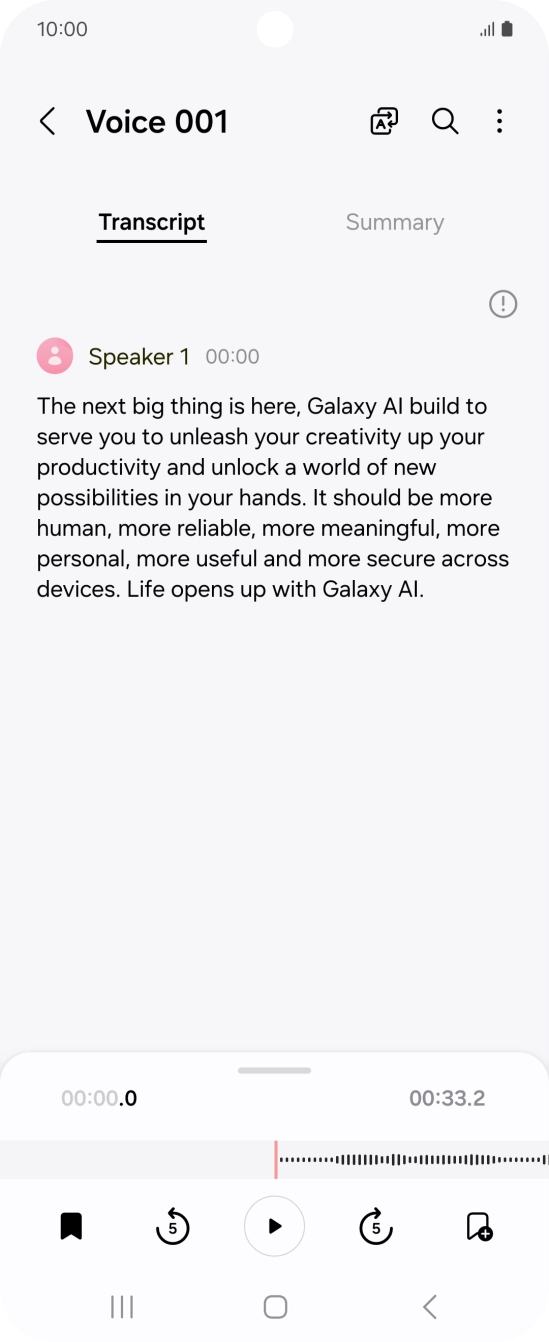 To view a summary of the text, press Summary.