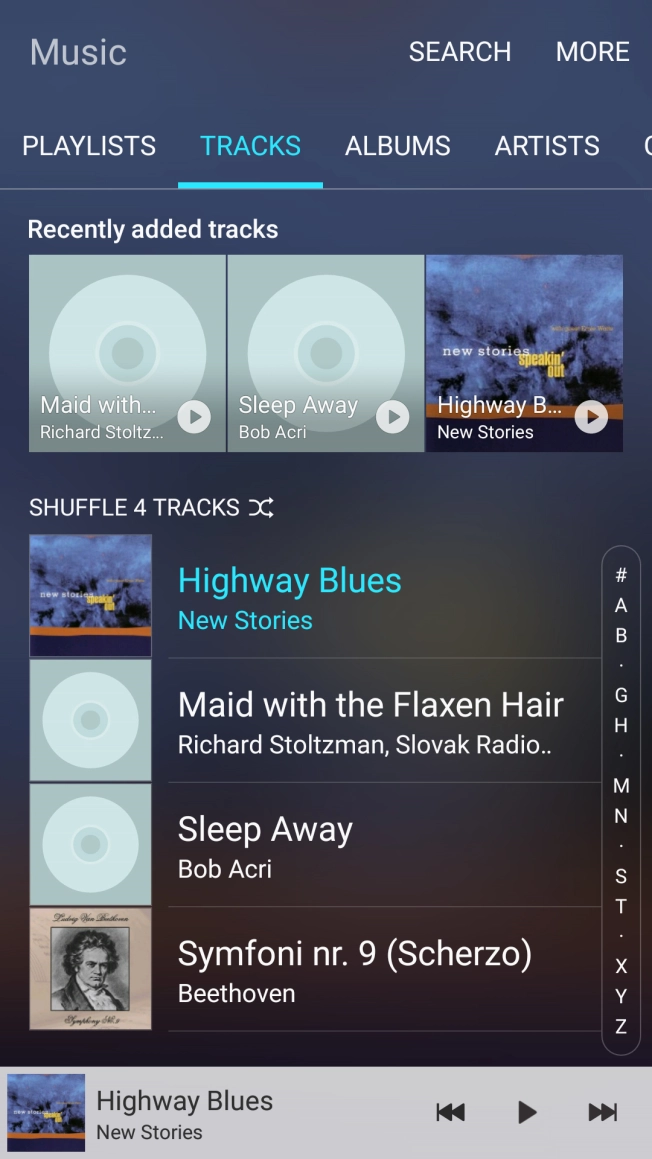 Press the required audio file.