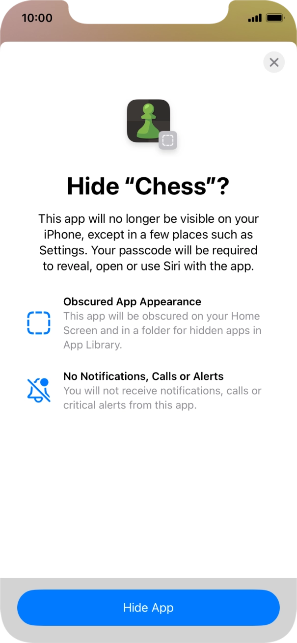Press Hide App.