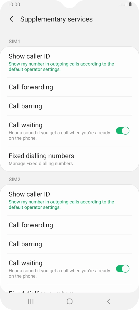 Press Call forwarding below the required SIM. Press Call forwarding below the required SIM.