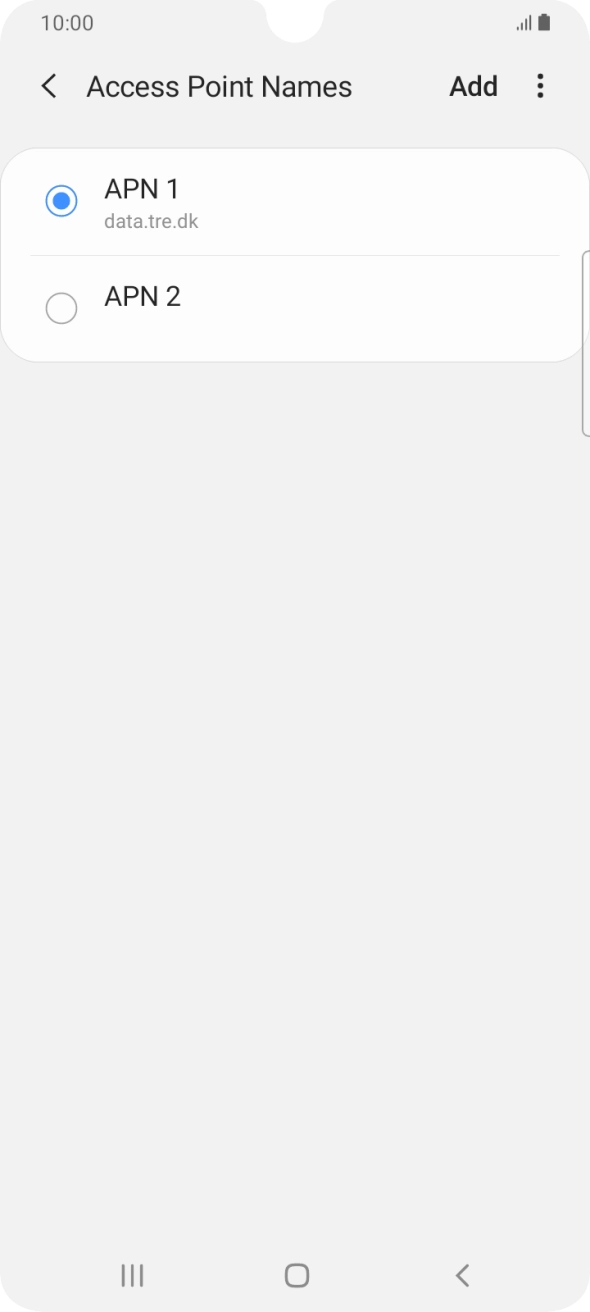 Press the field next to the data connection to activate it.