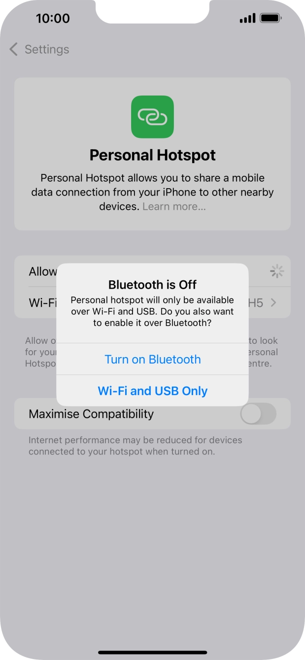 If WiFi is turned on, press Wi-Fi and USB Only.