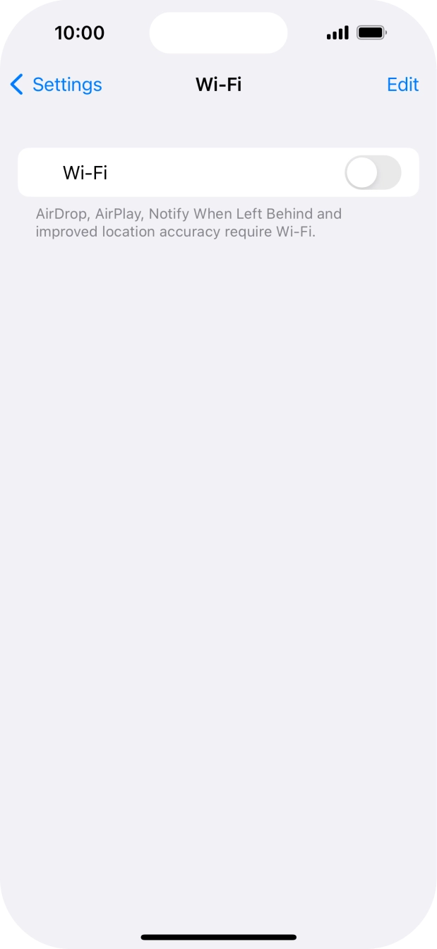 Press the indicator next to 'Wi-Fi' to turn on the function.