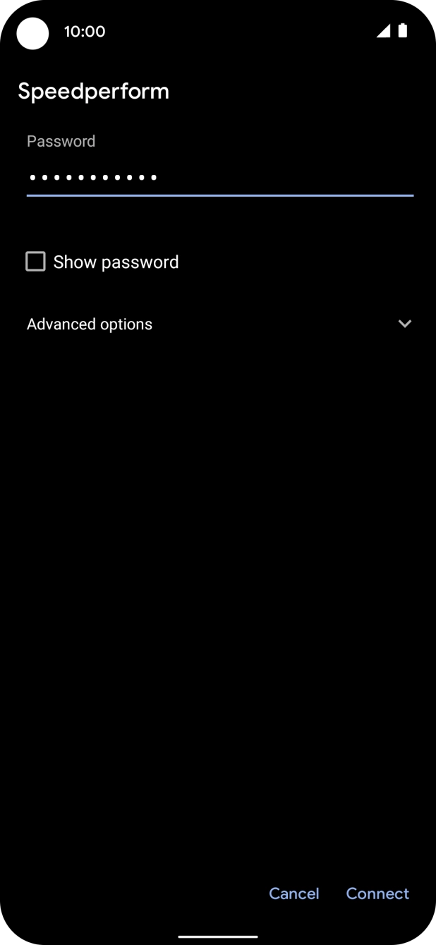Key in the password for the WiFi network and press Connect.