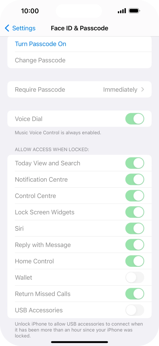 Press Turn Passcode On and key in a phone lock code of your own choice twice.