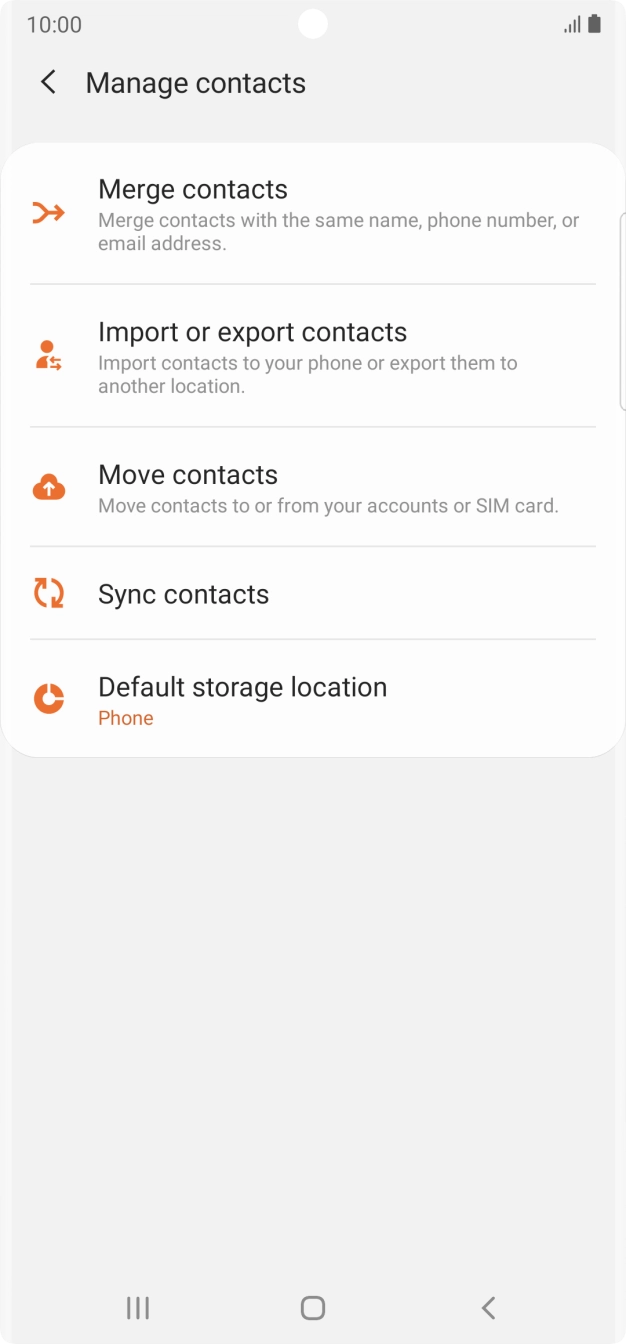 Press Import or export contacts.