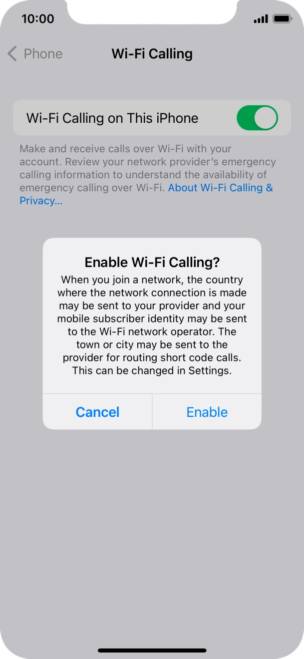 If you turn on the function, press Enable. If you turn on the function, press Enable.